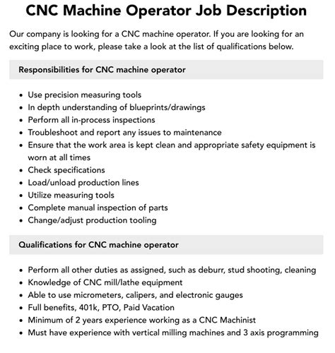 cnc machine job description|cnc setter job description.